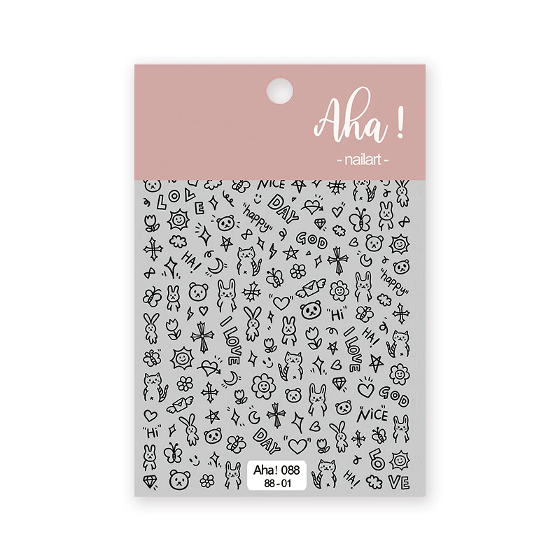 Autocollant pour ongles Aha 088-01 Noir