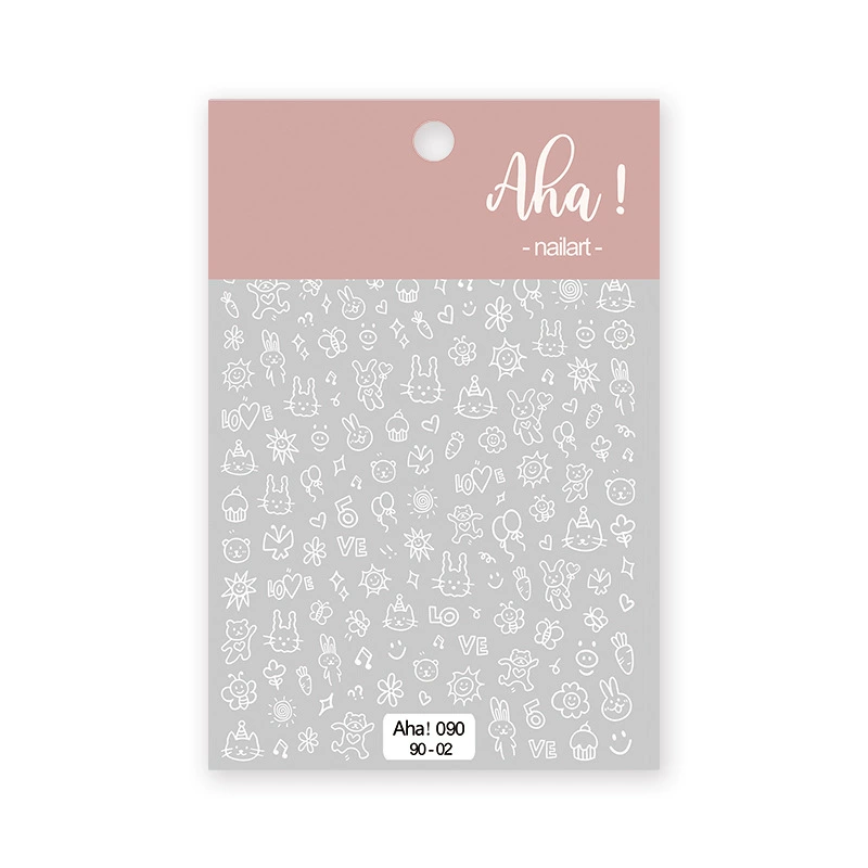 Autocollant pour ongles Aha 090-02 Blanc