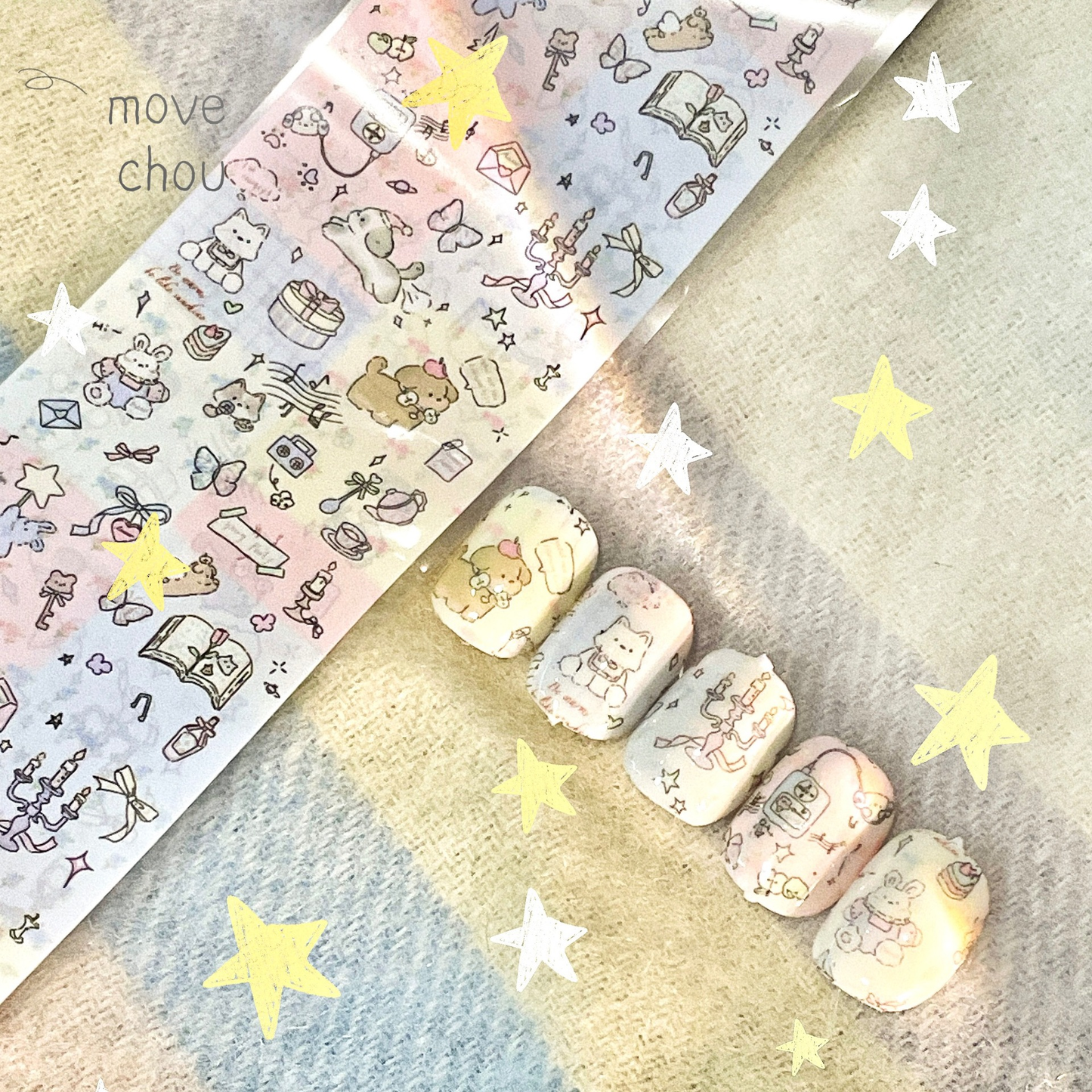 Cute Cartoon Doodle Style Transfer Foils 10 Rolls/pack