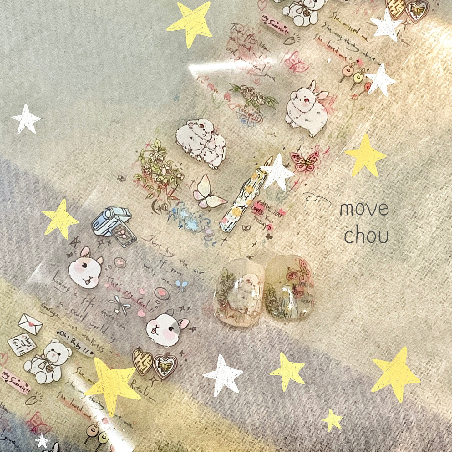 Cute Cartoon Doodle Style Transfer Foils 10 Rolls/pack