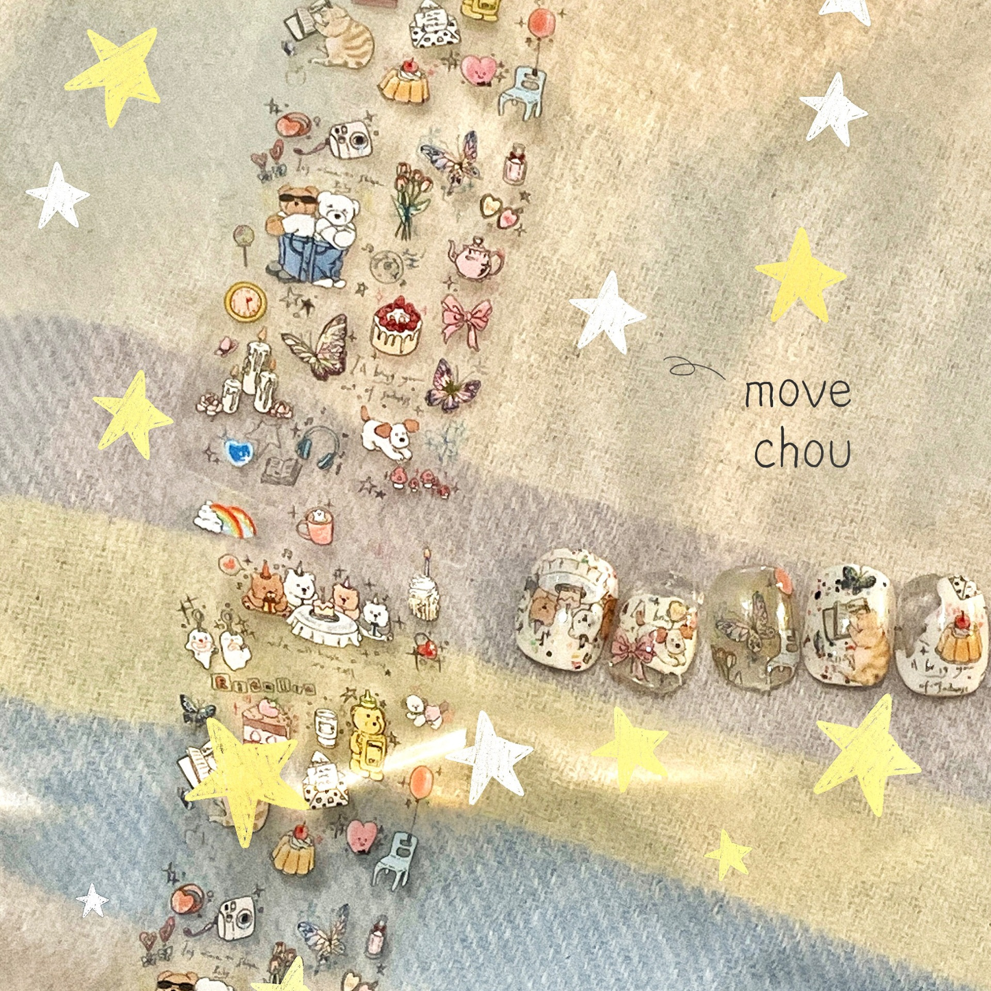 Cute Cartoon Doodle Style Transfer Foils 10 Rolls/pack