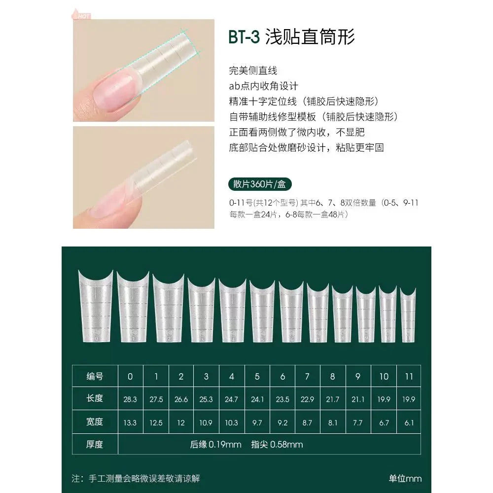 Moding BT-3 Half Cover French Tip-Long Square (360pcs/box)