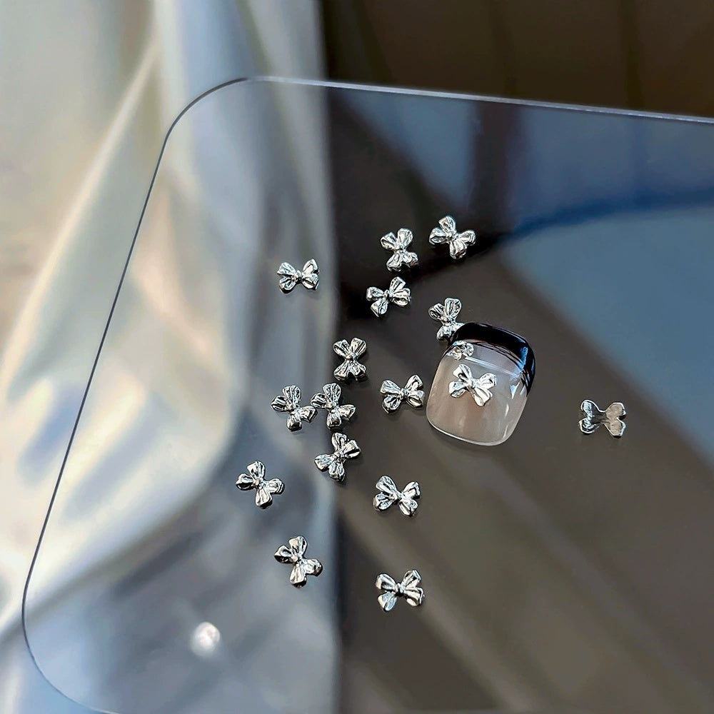 Medium Silver Butterfly Bow Nail Charm 6*5mm (5pcs)
