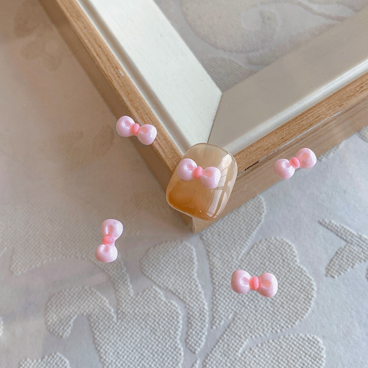 3D Cute Baby Pink w/ Pink Center Resin Bow Tie Nail Charms 4*9mm (5pcs)