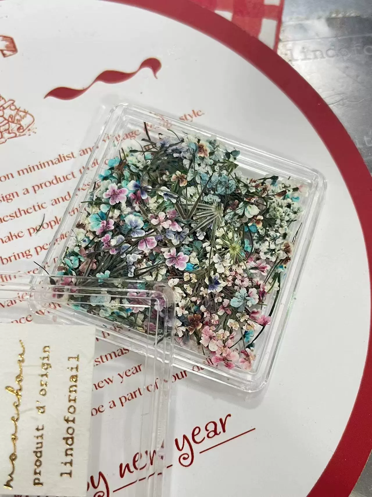 Dried Small Lace Flower Nail Decoration