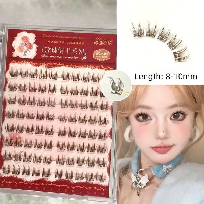 Glue Free DIY False Cluster Lashes - Short Dark Brown Cat Ear Style