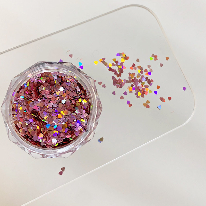 Mini Sparkle Heart Shaped Nail Sequins - Pink