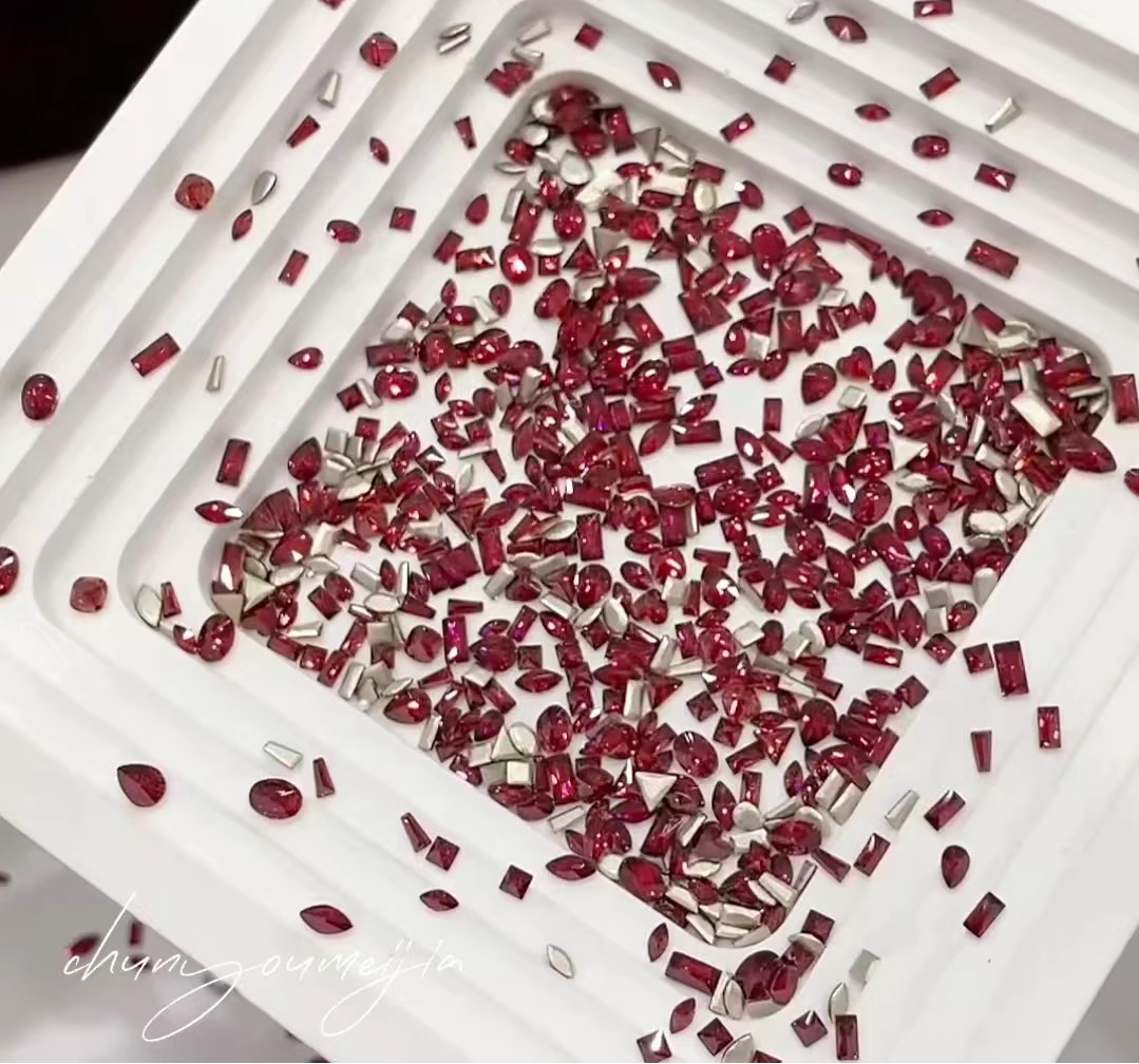 Mixed Shape Rhinestone Angora Red