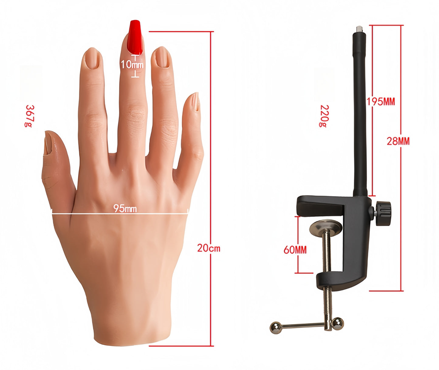 Main d'entraînement réaliste en silicone pour nail art