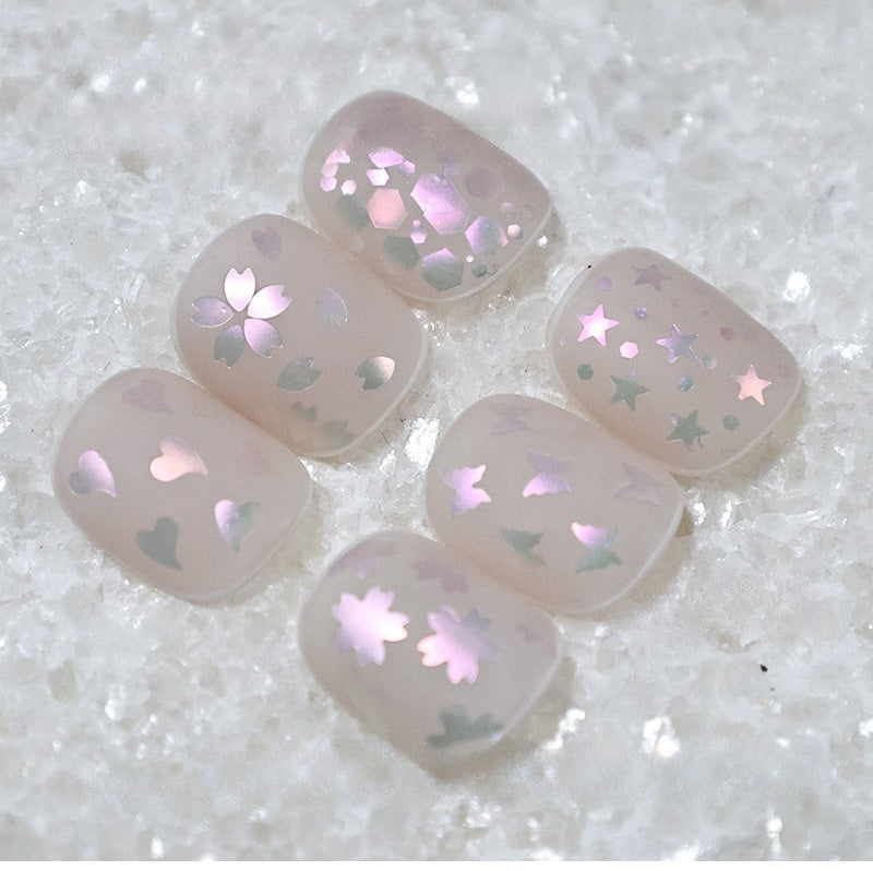 Pink Iridescent Mermaid Nail Sequins - Petal