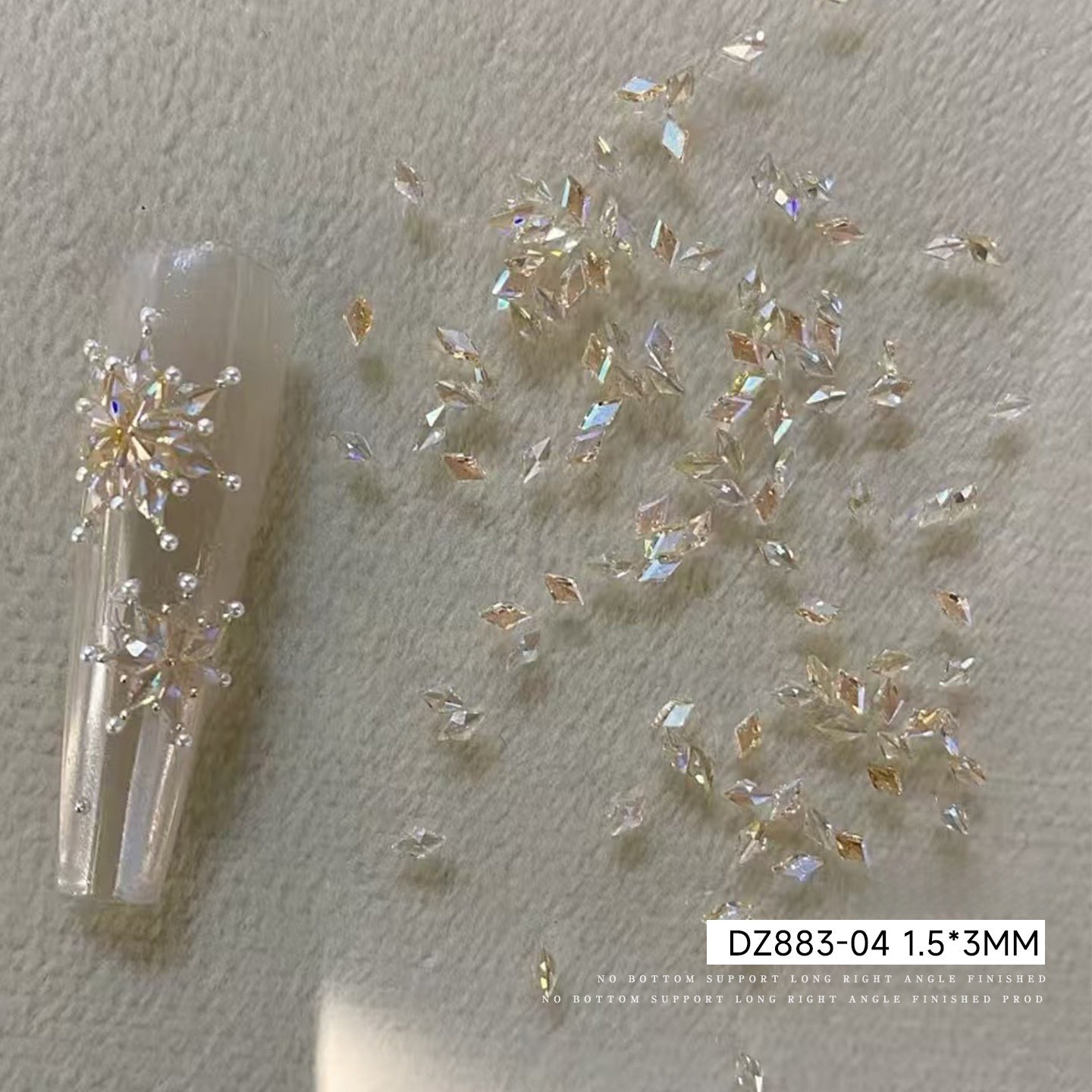 Diamond Shape Flatback Rhinestone 1.5×3mm - Iridescent Champagne