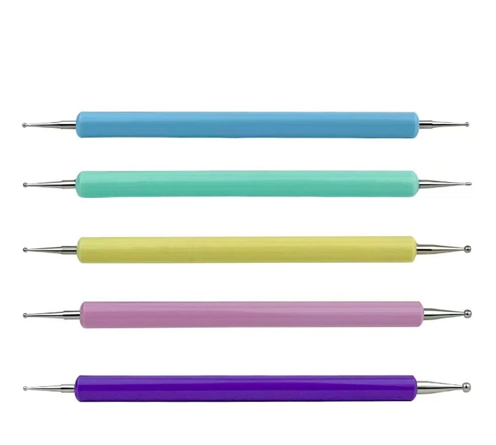 Stylo à pointiller double extrémité pour nail art (5 pièces/paquet)