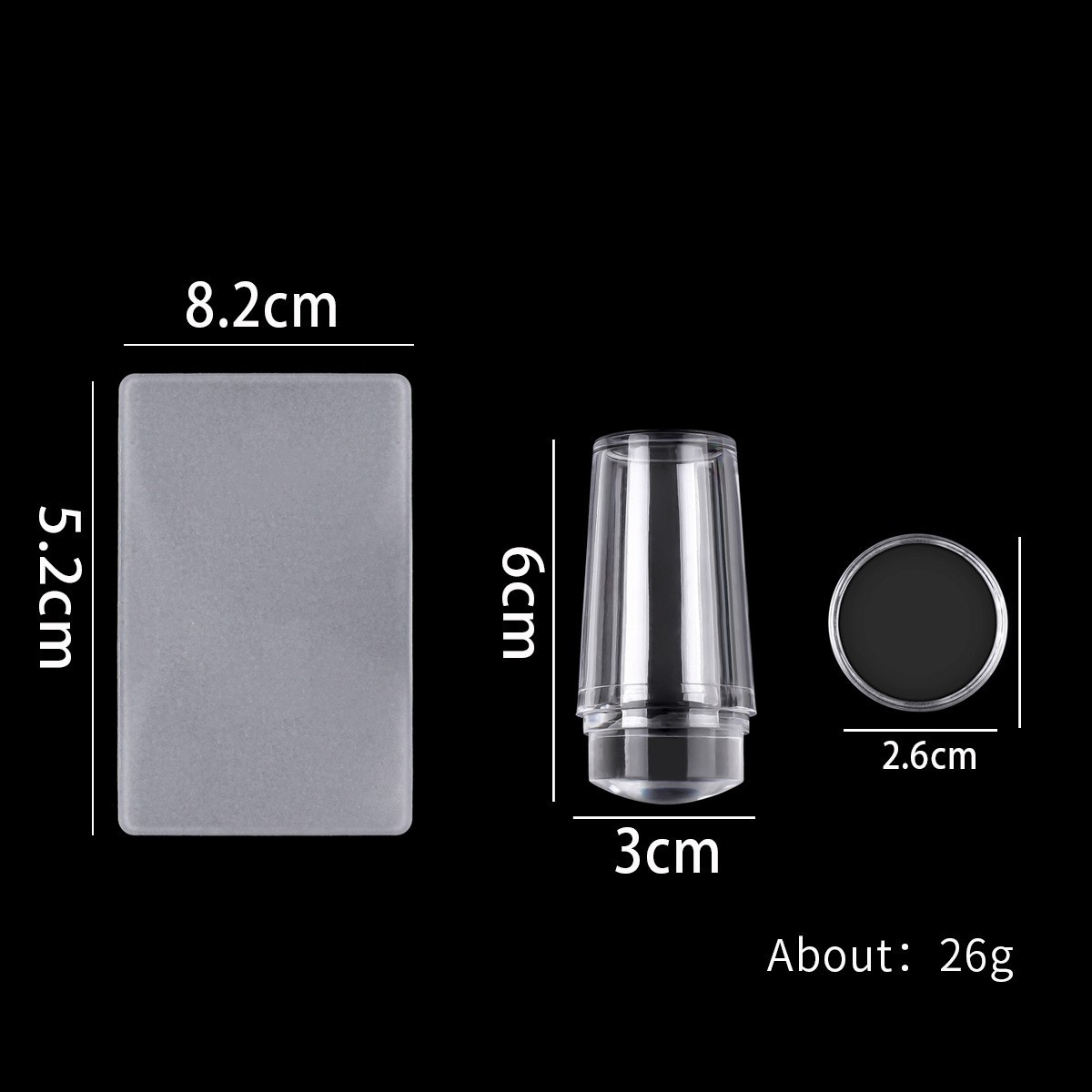 Tampon en silicone transparent pour nail art avec grattoir