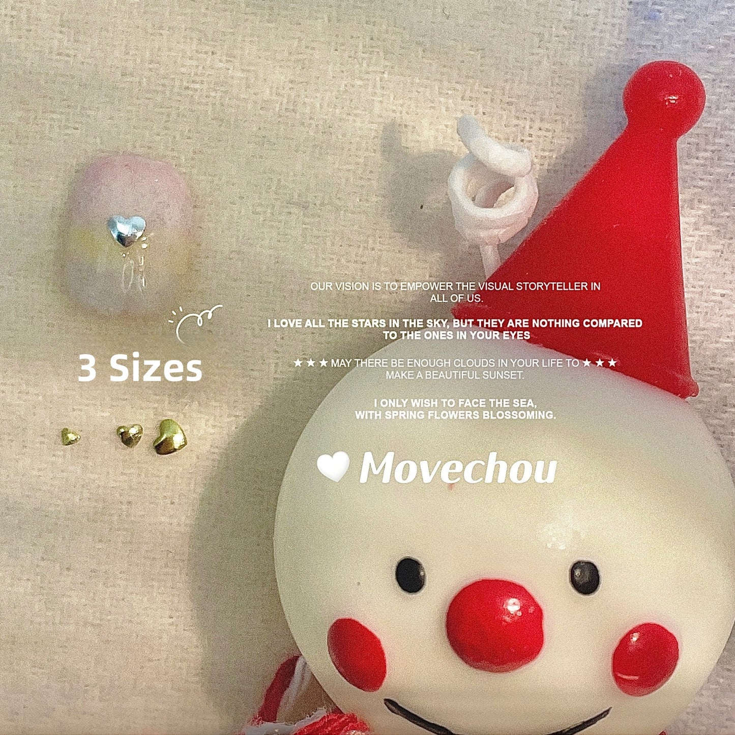 50 pcs Mix Sized Heart Nail Charms