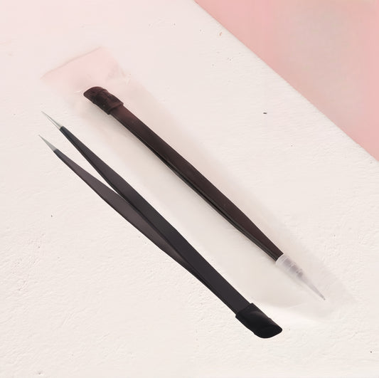 Stainless Steel Dual-ended Nail Art Tweezer with Silicone Tip