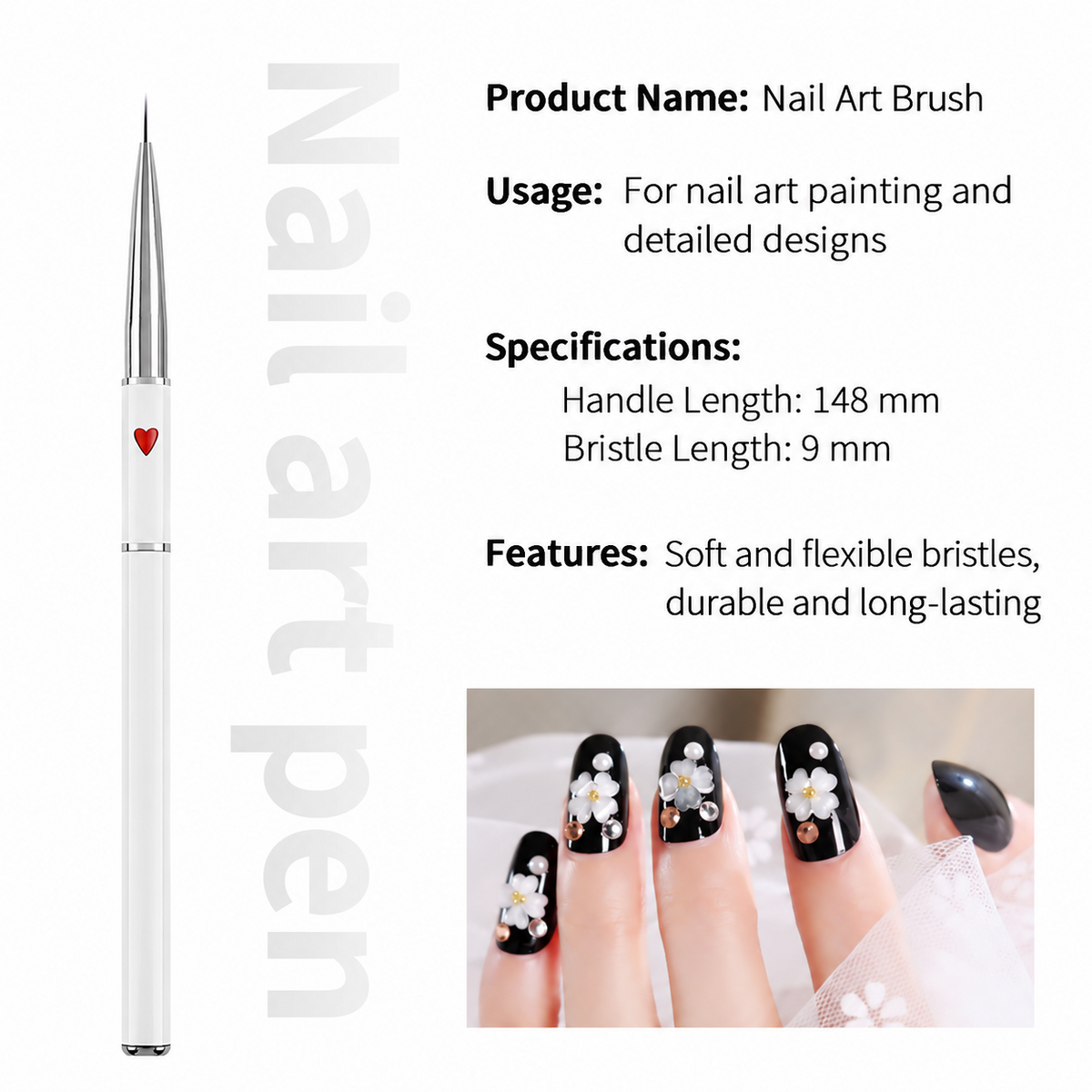 Red Heart Nail Art Painting Brush – 9mm
