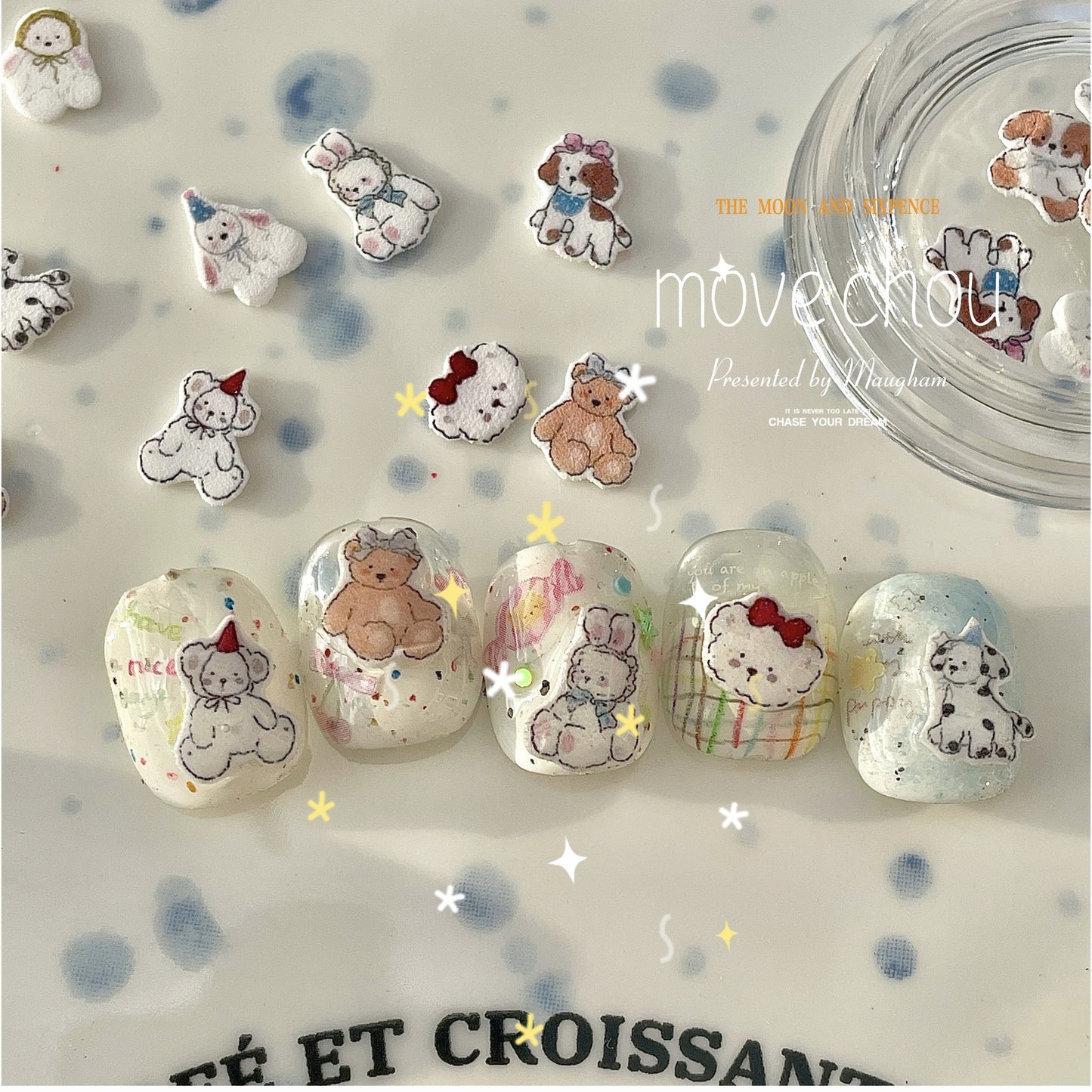 Goodnight Bunny, Cute Bear & Puppy Nail Charms