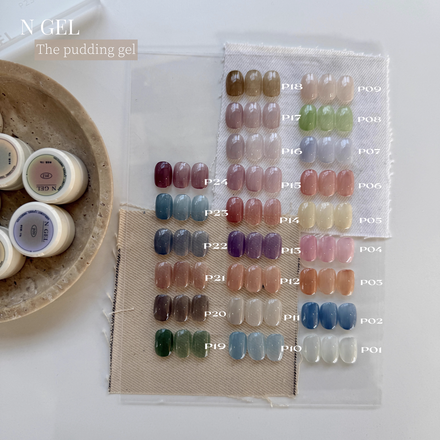 N GEL 2025 Spring Pudding Gel – 24 Sheer Smooth Blendable Shades 2.5g