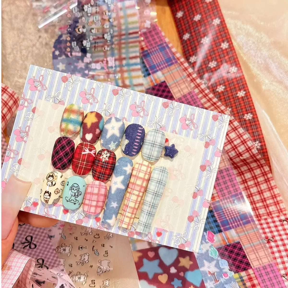Japanese Preppy Nail Cartoon Designs Transfer Foil Set