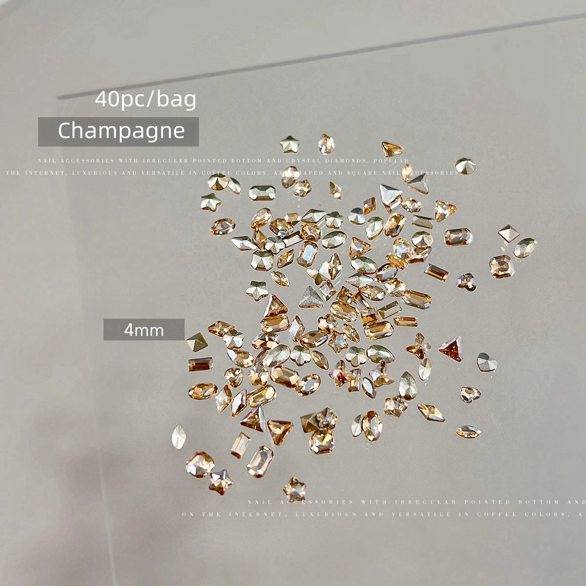 Mixed Shape Rhinestone Champagne 3-5mm