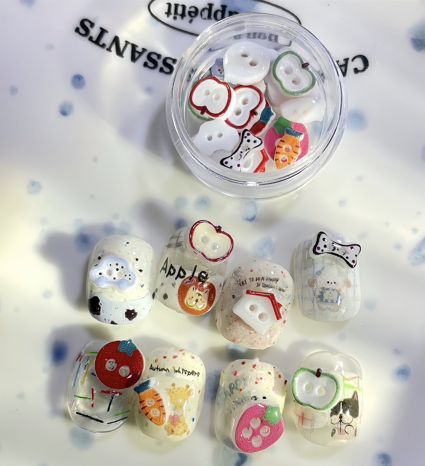 Playful Cartoon Vibe buttons Nail Charms