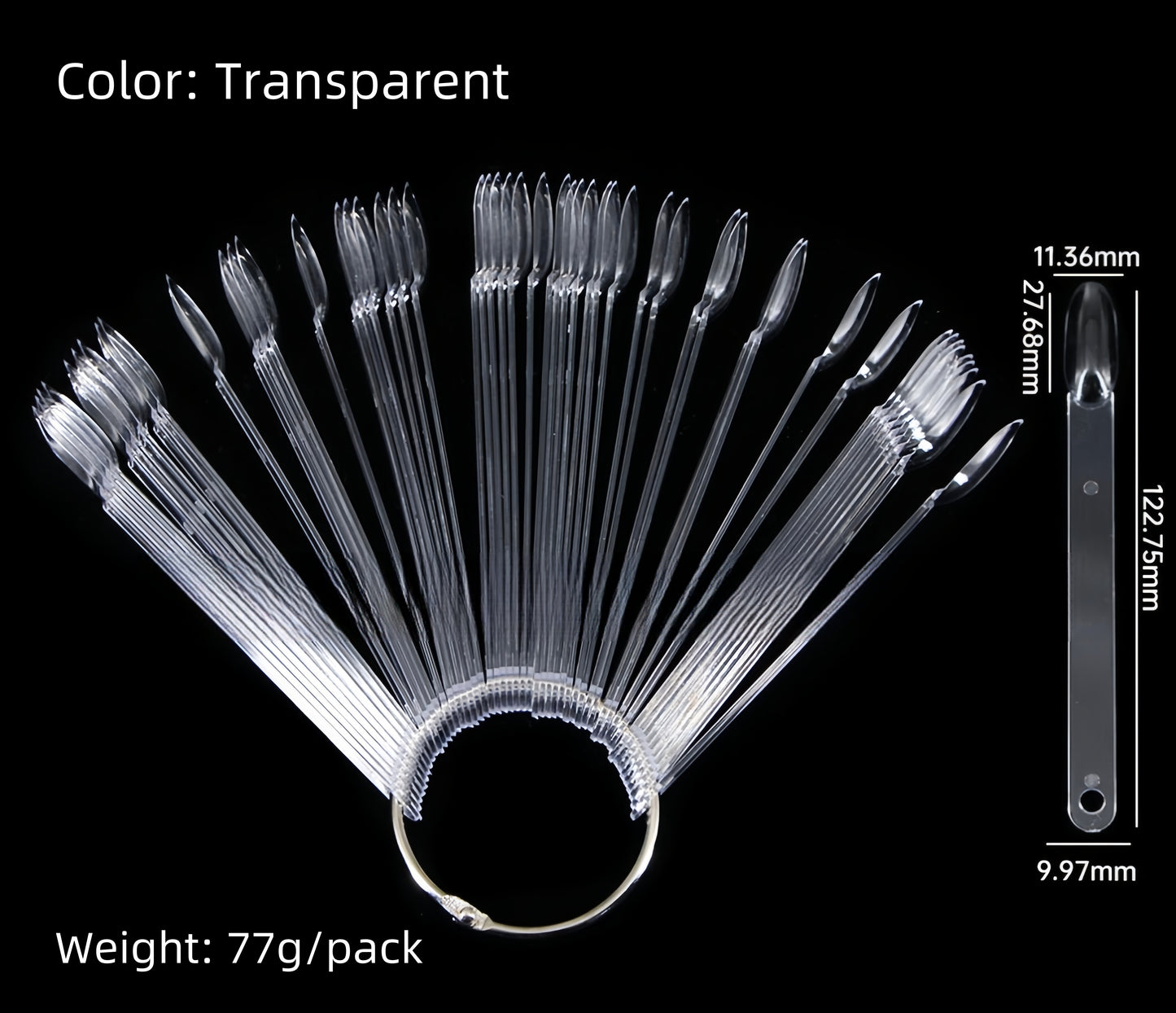 Présentoir de couleurs pour pointes d'ongles rondes, 50 pièces/paquet