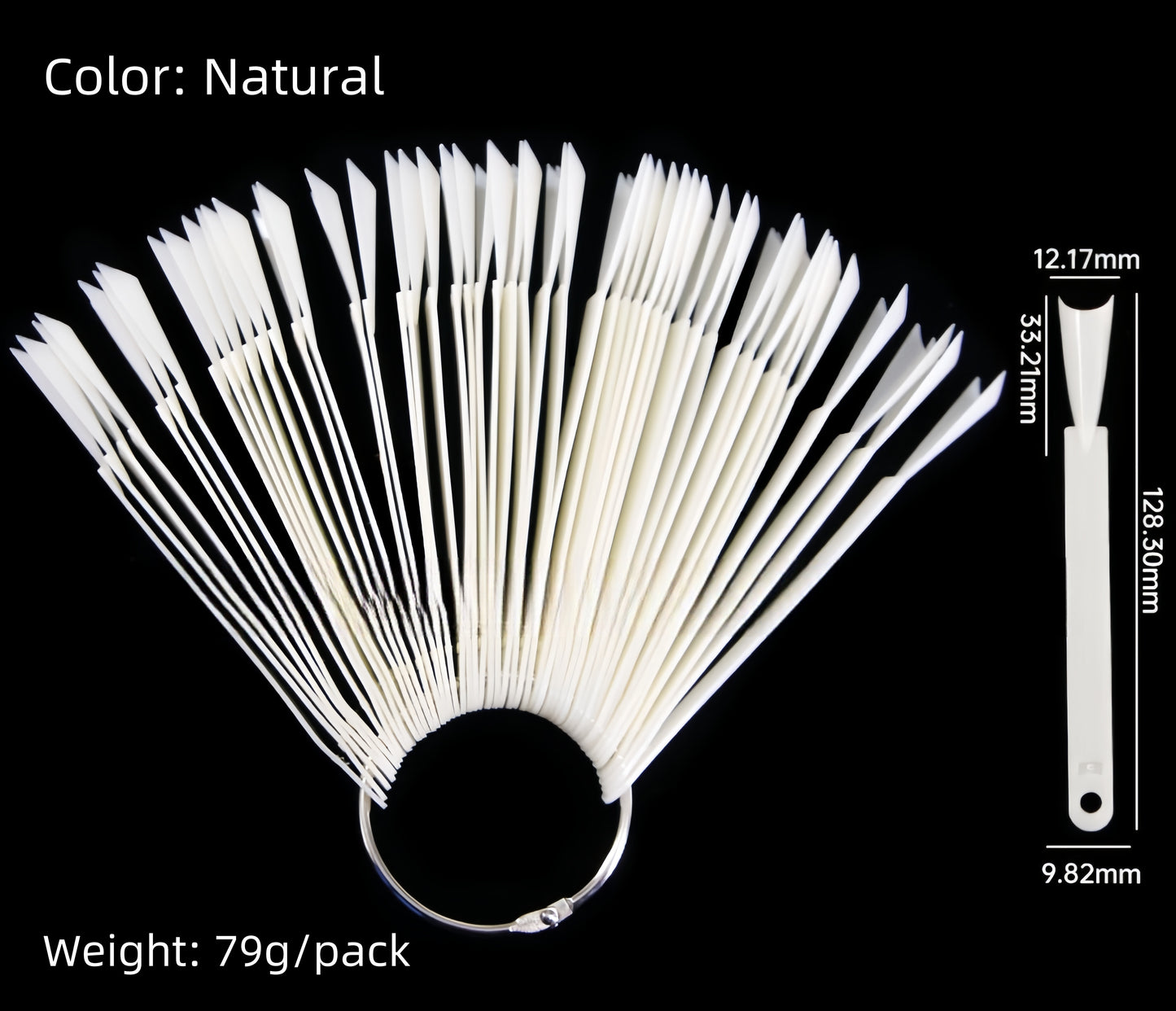 Présentoir de pointes d'ongles longues et inversées en forme d'éventail, 50 pièces/paquet