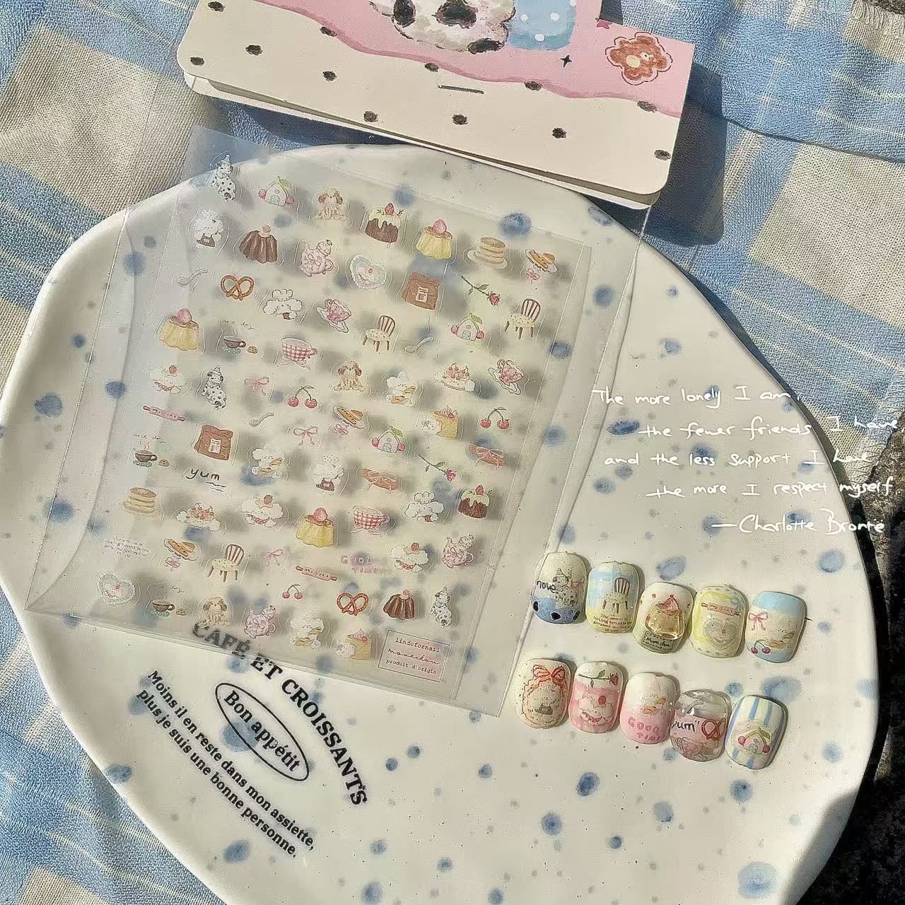Hand-Drawn Fuzzy Childhood-Inspired Nail Stickers