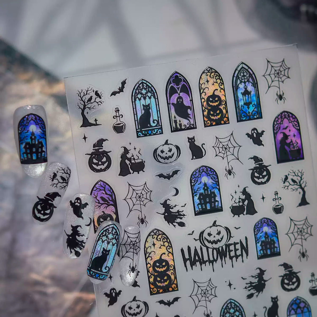 Tomoni Gothic Halloween Witch & Stained Glass Designs Nail Art Stickers