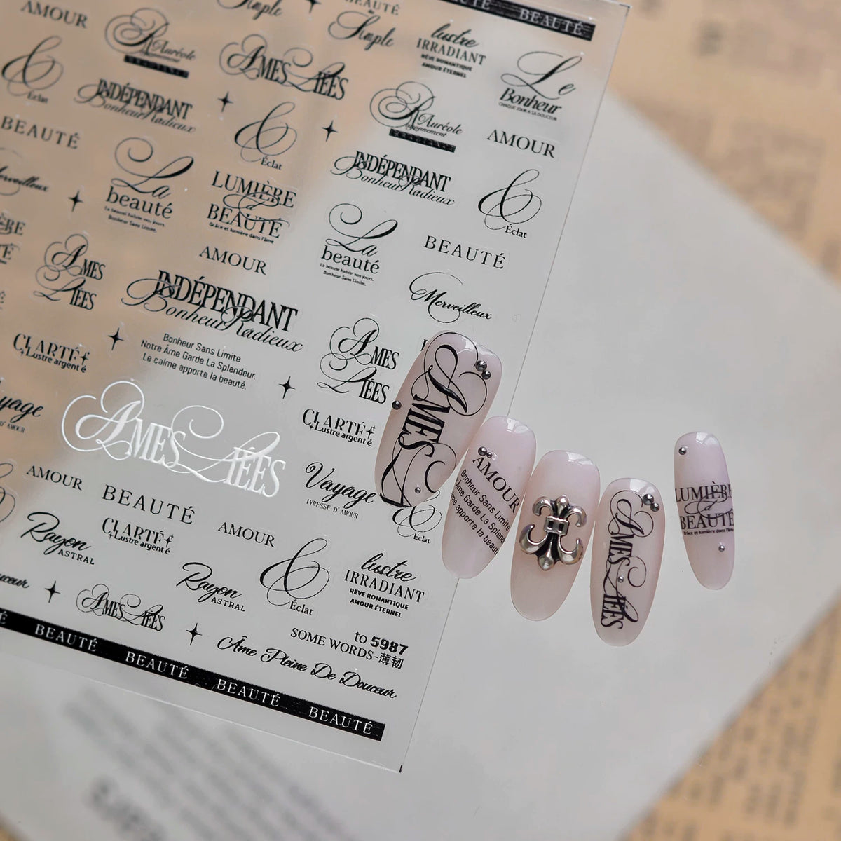 TOMONI Minimalist English Letter Nail Art Stickers-black