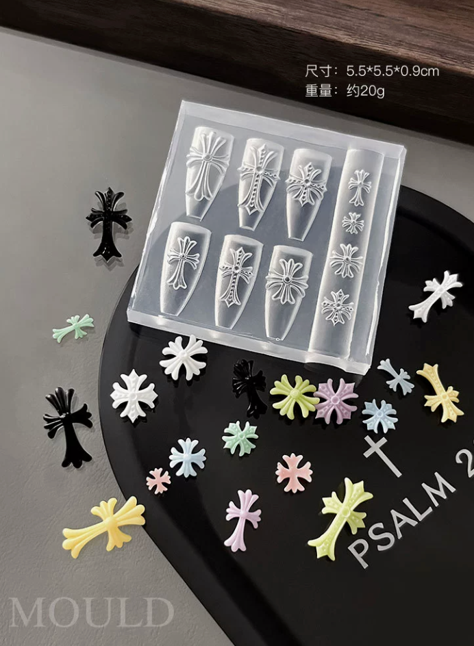 3D Nail Art Silicone Mold – 10 Crosses