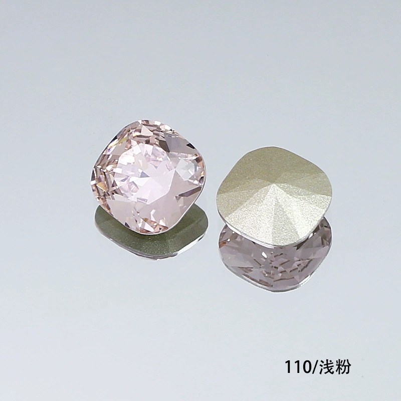 Nail Art Rhinestone Rounded Square 10mmx10mm Light Pink (2pcs)