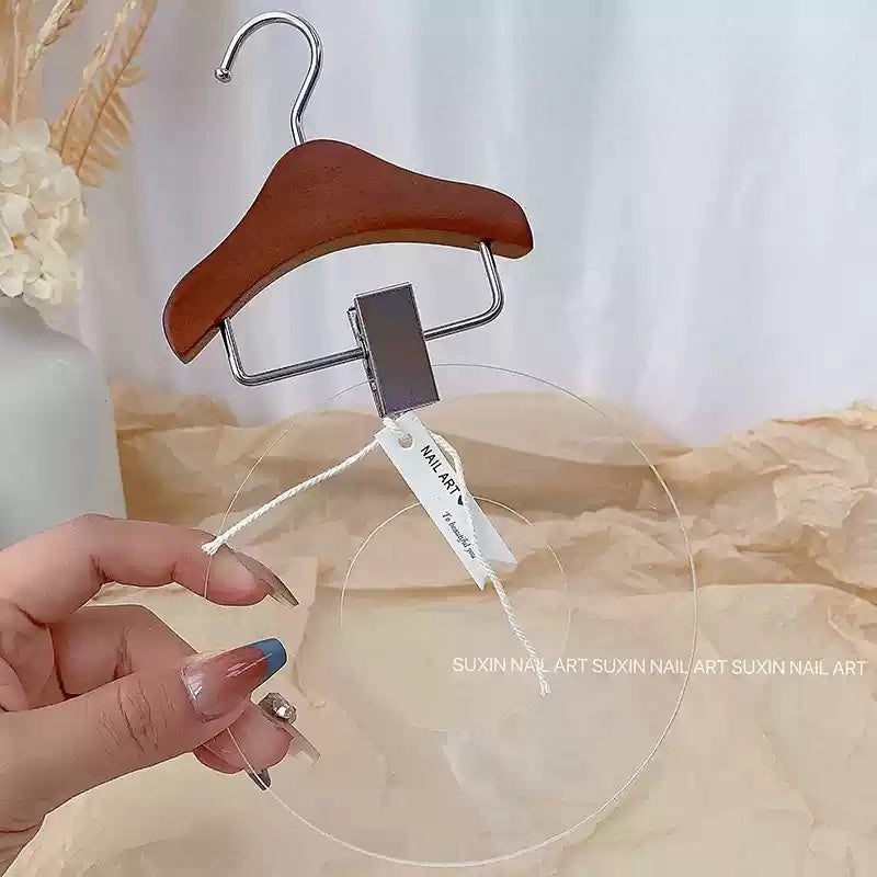 Présentoir circulaire en acrylique transparent pour nail art avec support de suspension