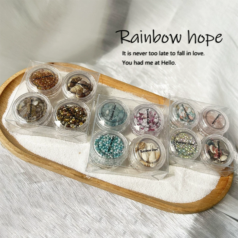 Aesthetic Seashell Crushed Flakes Nail Decorations Set