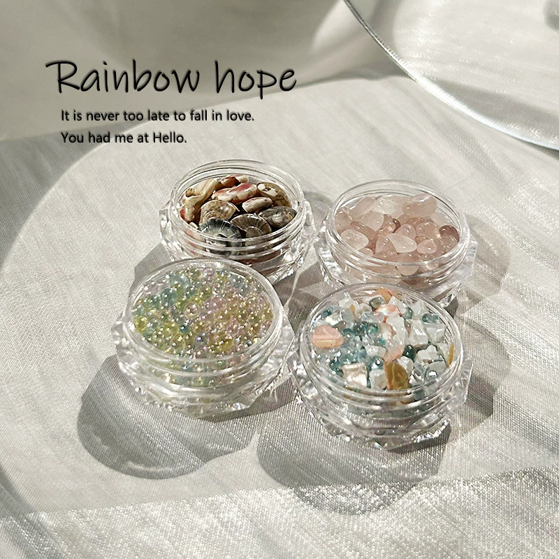 Aesthetic Seashell Crushed Flakes Nail Decorations Set