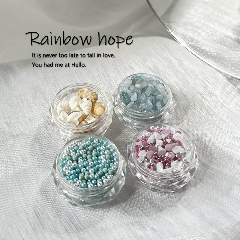 Aesthetic Seashell Crushed Flakes Nail Decorations Set