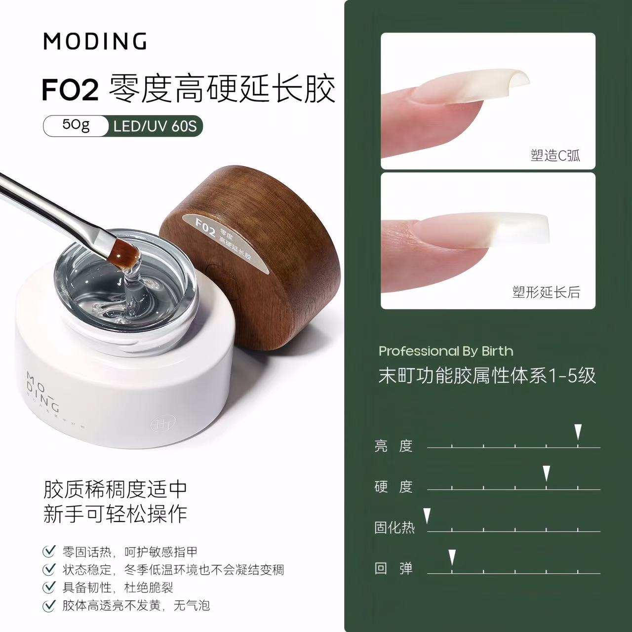 Moding F02 & F05 Zero Degree High Hardness Extension Gel 20g/50g Option