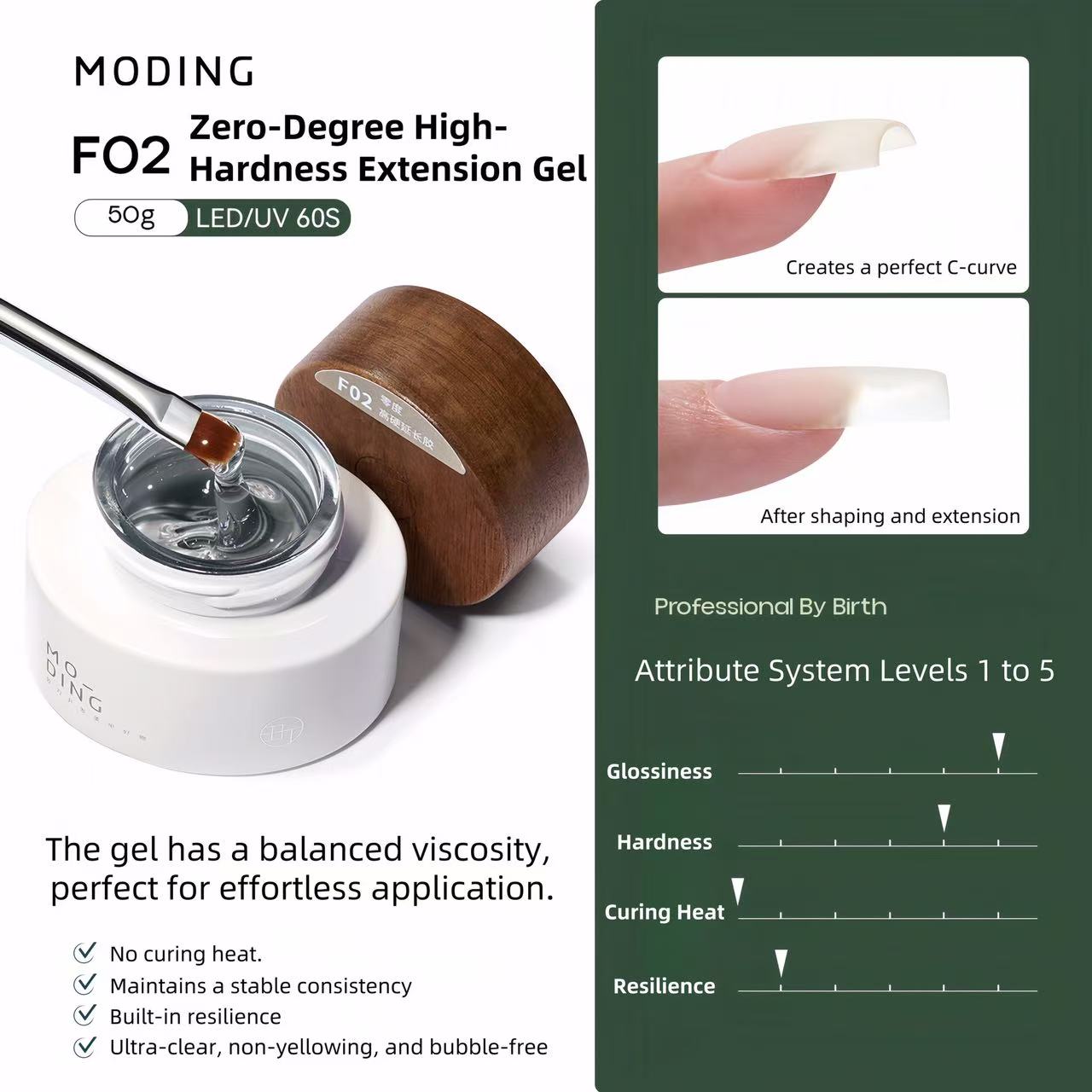 Moding F02 & F05 Zero Degree High Hardness Extension Gel 20g/50g Option