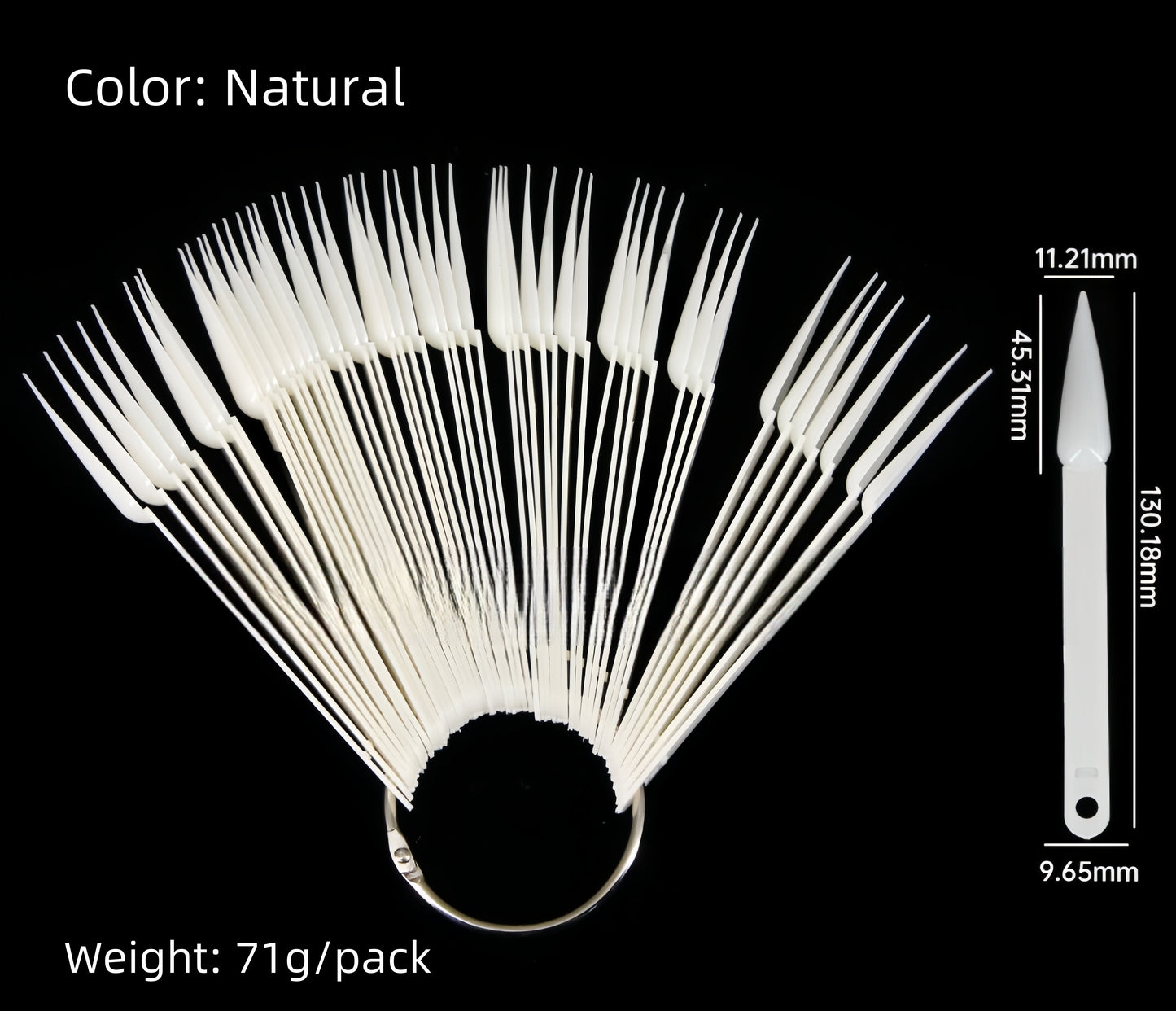Long Fan-Shaped Nail Tip Color Display 50pcs/Pack