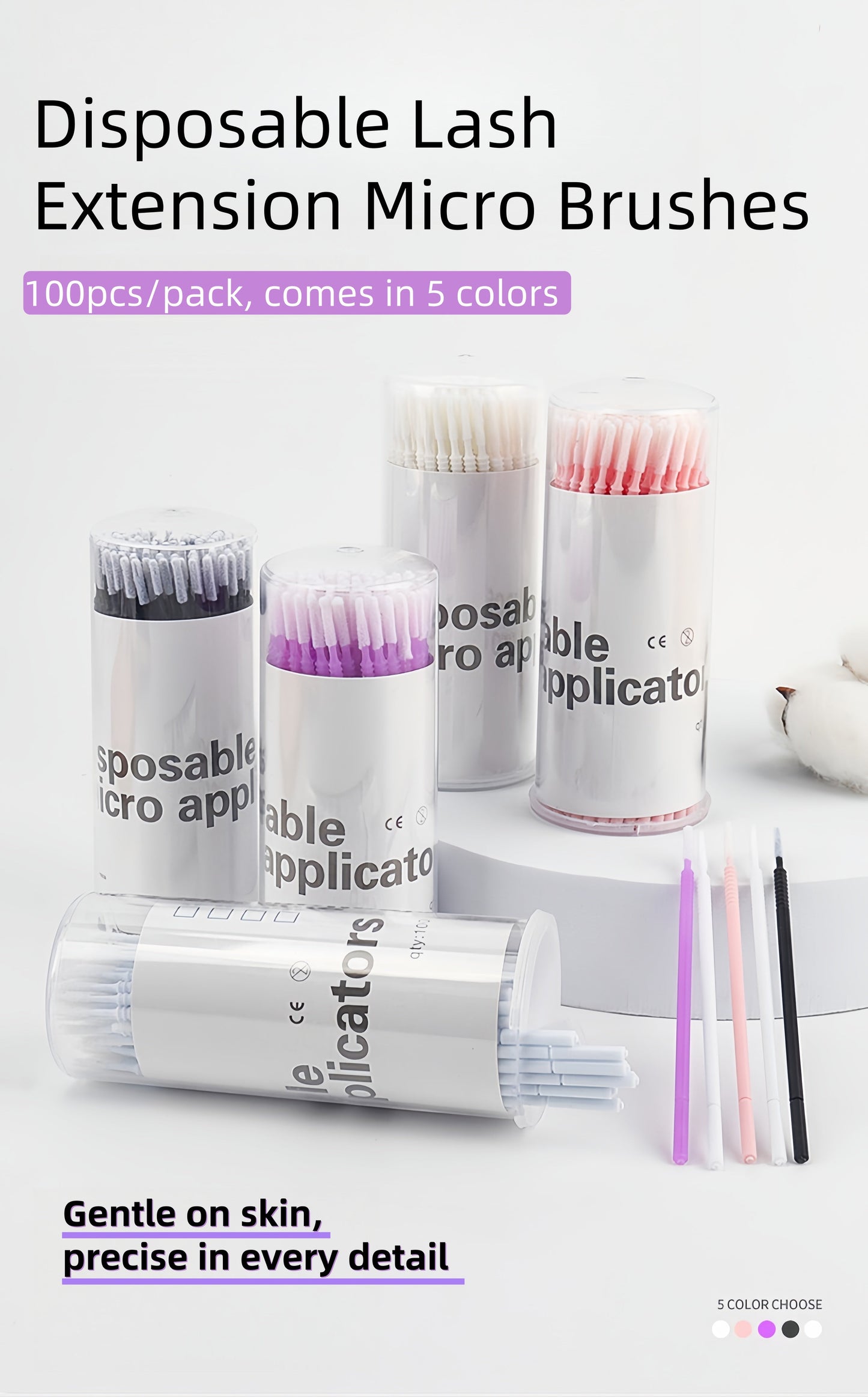 Disposable Lash Extension Micro Brushes – Cleaning Applicators 100pcs/Pack