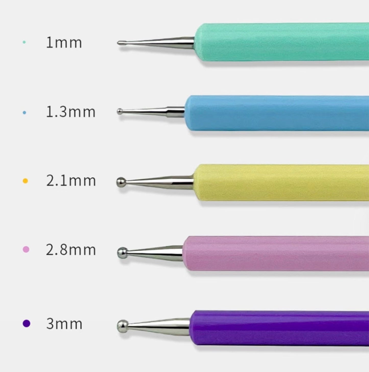 Stylo à pointiller double extrémité pour nail art (5 pièces/paquet)