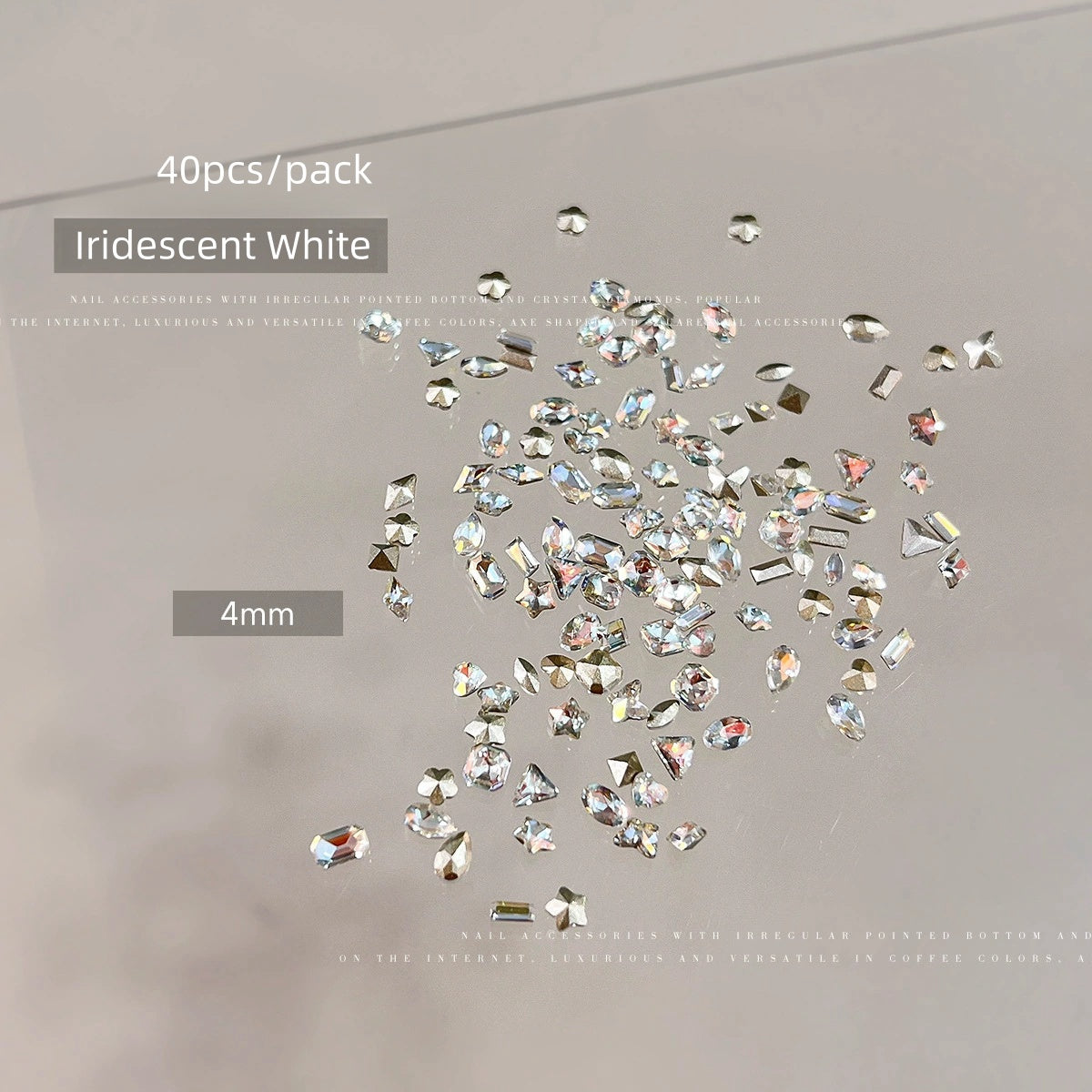 Mixed Shape Rhinestone Iridescent White 3-5mm