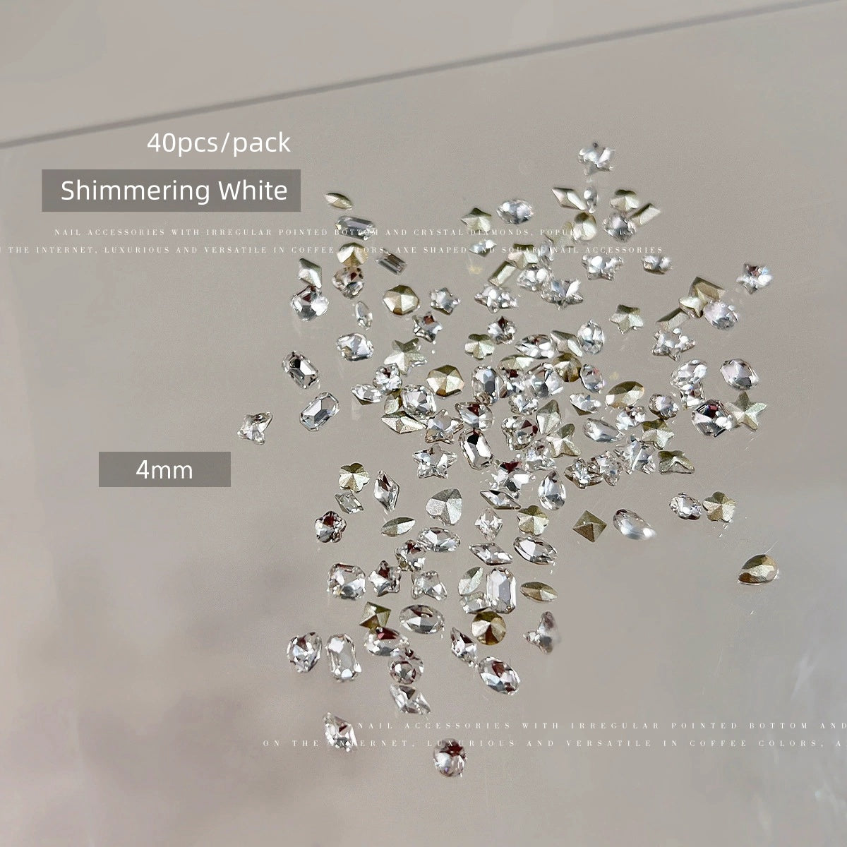 Strass de formes mixtes blanc scintillant 3-5 mm