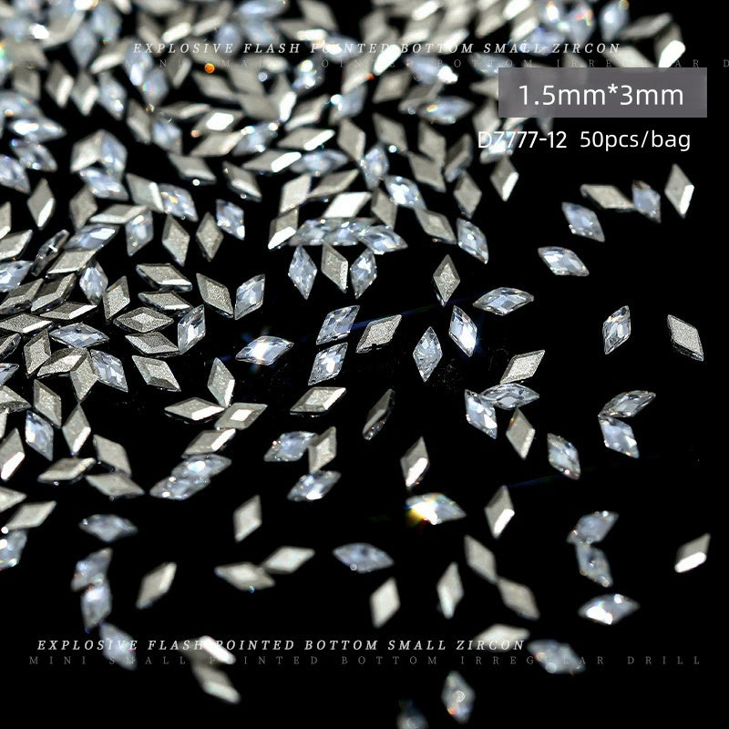 Diamond Shape Rhinestone White 1.5*3mm