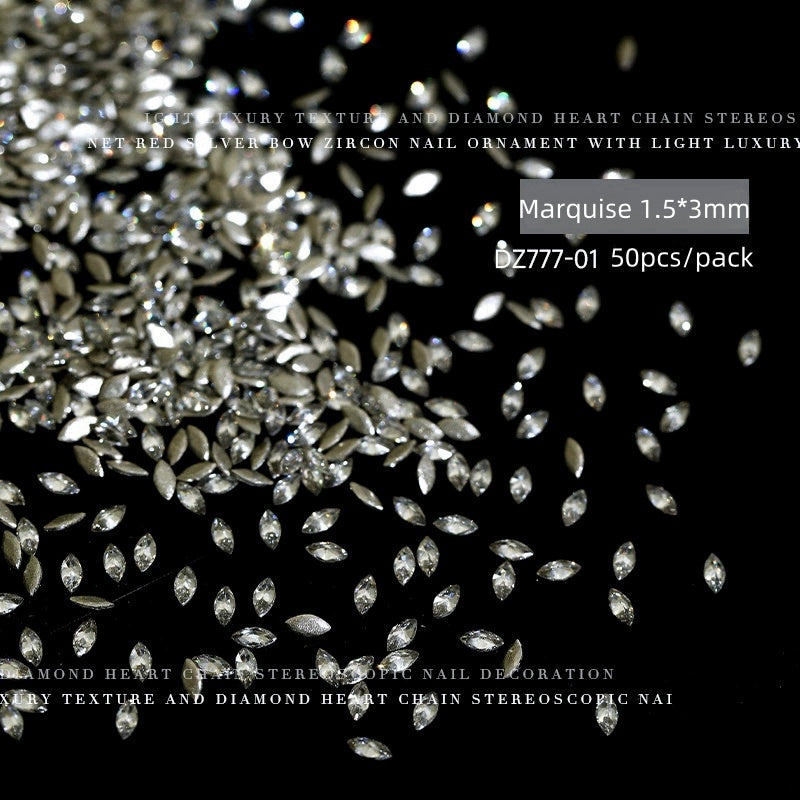 Strass marquise blanc 1,5 x 3 mm