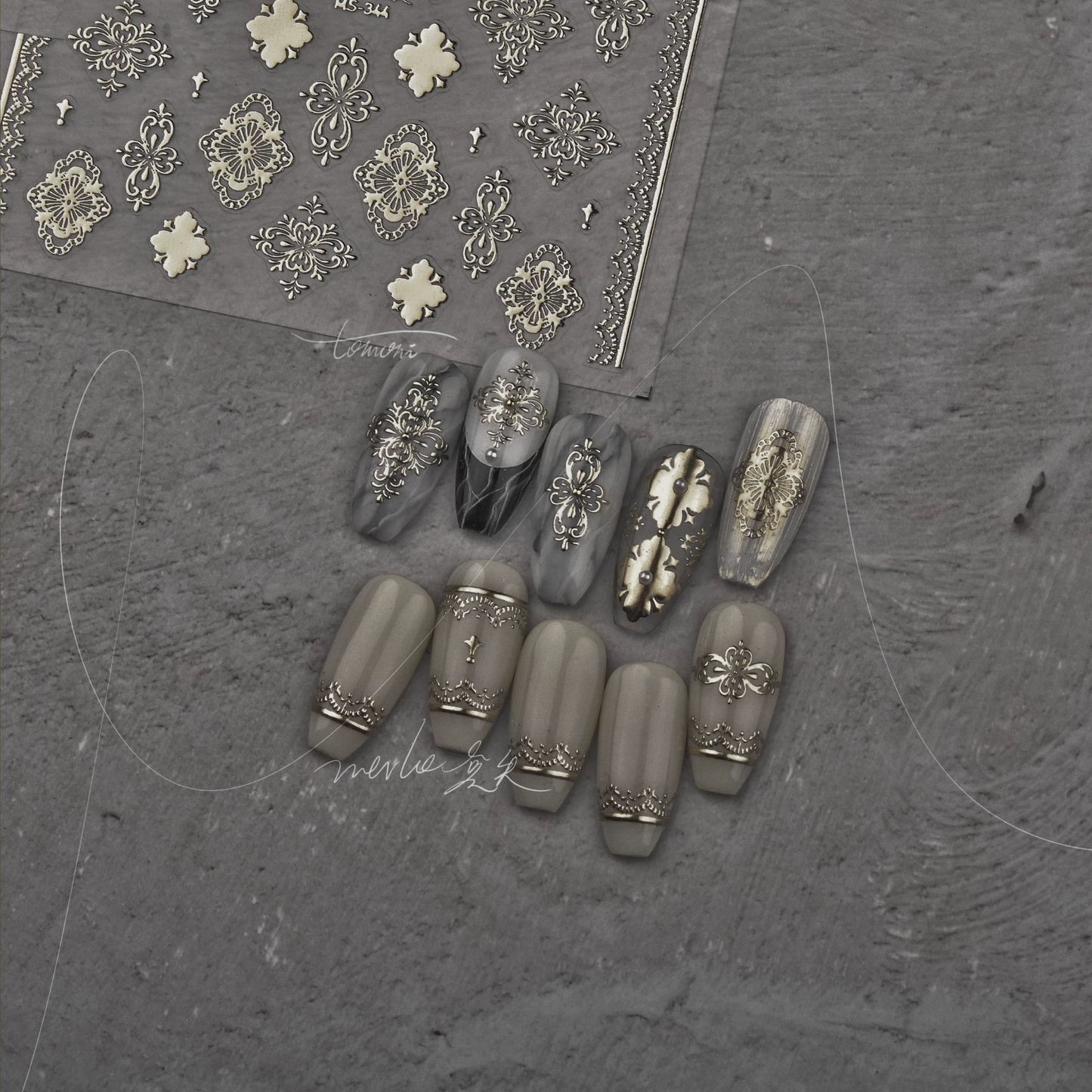 Autocollant pour ongles Tomoni MS344 Argent