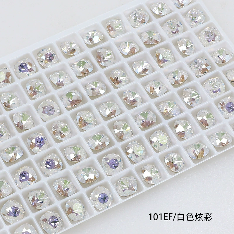 Nail Art Rhinestone Rounded Square 8mmx8mm White (2pcs)