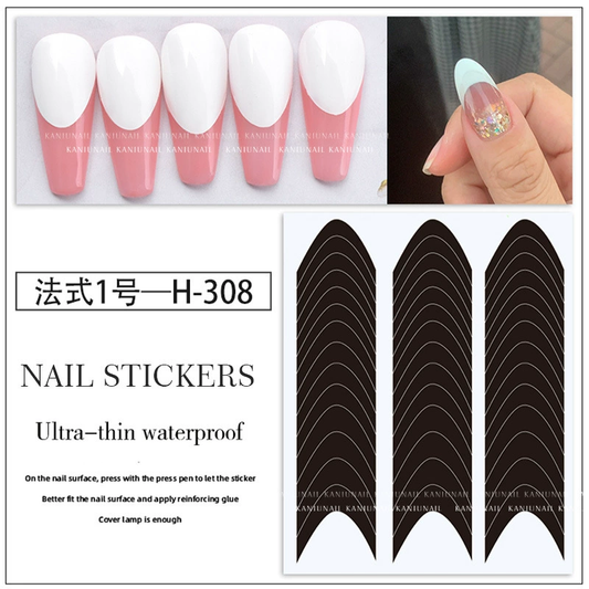 Joyful French Tip Nail Stickers H-308