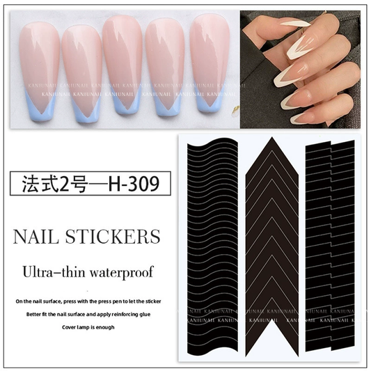 Autocollants pour ongles Joyful French Tip H-309