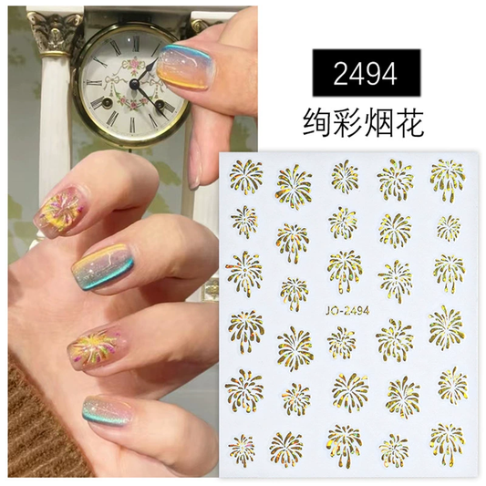 Autocollant pour ongles joyeux JO-2494 Or holographique
